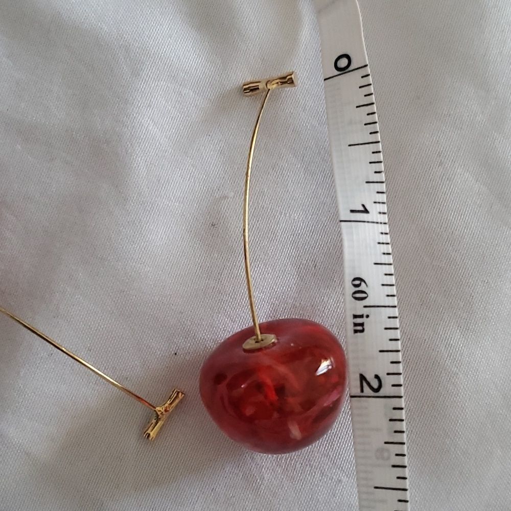 Cherry Threaded Resin Earrings - Picture 11 of 12